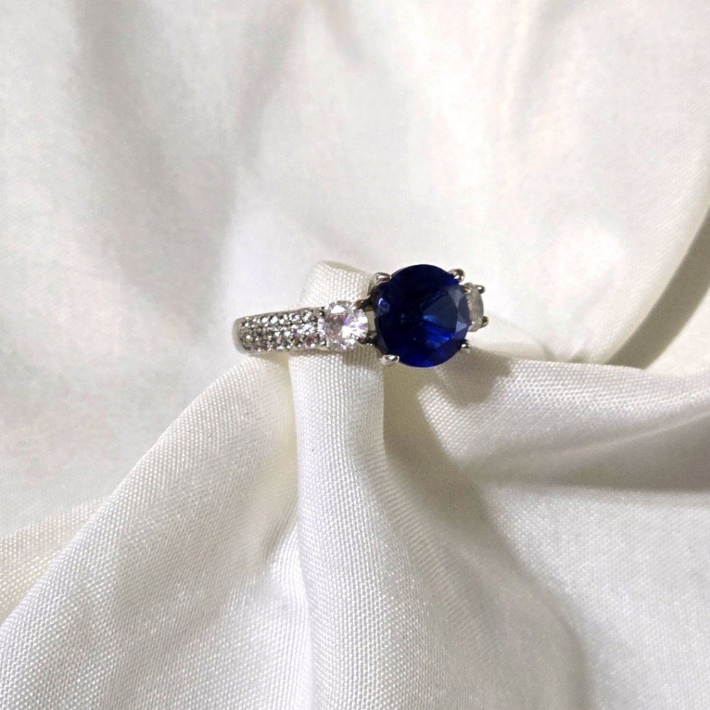 Blue Cubic Zirconia Ring